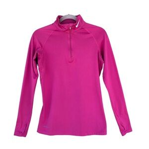 Nike Pro Combat Therma Fit Women's 1/4 Zip thumb Holes Hot Pink Pullover Top M